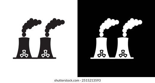 Ícone da usina nuclear Linha fina ilustração plana