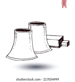 nuclear power plant icon - vector illustration