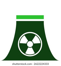 Nuclear power plant icon vector for atomic energy generation. Ideal for electricity infrastructure, energy policy, and environmental debate illustration.