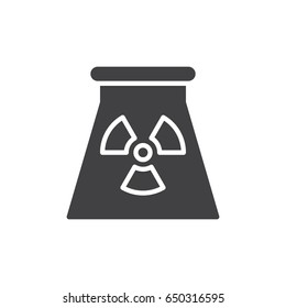 Nuclear power plant icon vector, filled flat sign, solid pictogram isolated on white. Symbol, logo illustration. Pixel perfect