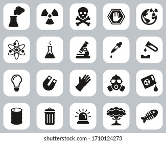 Nuclear Power Plant Icons Black & White Flat Design Set Big