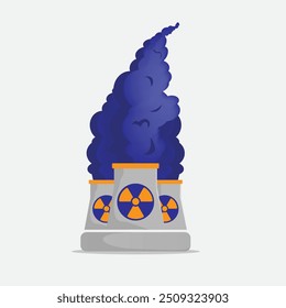 Ilustração da usina nuclear com fumaça