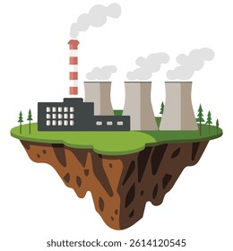 Nuclear power plant isolated vector illustration on white background