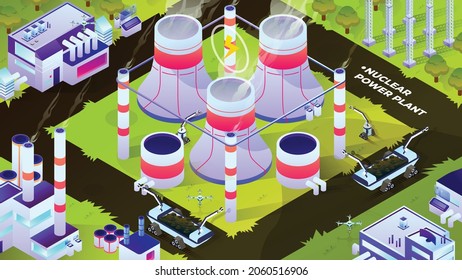 Nuclear Power Plant - Isometric Illustration