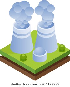 
Nuclear power plant isometric illustration