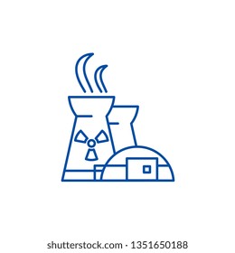 Nuclear power plant line icon concept. Nuclear power plant flat  vector symbol, sign, outline illustration.
