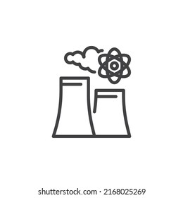 Nuclear power plant line icon. linear style sign for mobile concept and web design. Atomic energy smoke outline vector icon. Symbol, logo illustration. Vector graphics