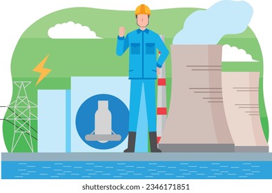 Nuclear power plant and male workers