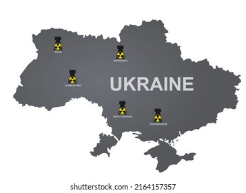 Nuclear power plant map in Ukraine. vector