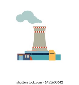 Nuclear power plant.  Modern power plant.  Isolated flat vector illustration on background.