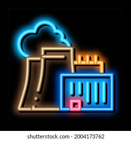 nuclear power plant neon light sign vector. Glowing bright icon nuclear power plant sign. transparent symbol illustration