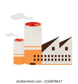 Nuclear power plant semi flat color vector object. Steam production. Full sized item on white. Thermal power stations simple cartoon style illustration for web graphic design and animation