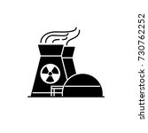 Nuclear power plant silhouette icon in flat style. Non-renewable energy source symbol isolated on white background.