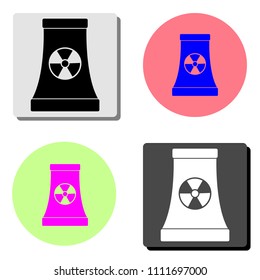 Nuclear power plant. simple flat vector icon illustration on four different color backgrounds