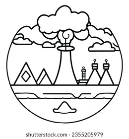 nuclear power plant simple icon vector