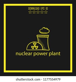 nuclear power plant  sketch vector icon