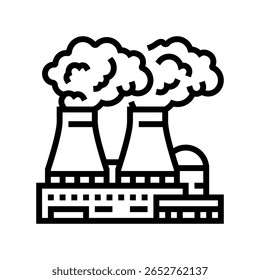 usina de energia nuclear fumaça vetor de linha de poluição radioativa. usina de energia nuclear fumaça sinal de poluição radioativa.