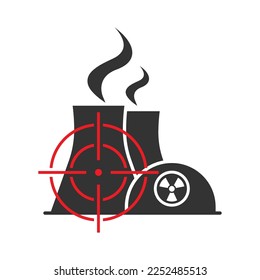 Nuclear power plant target icon. Flat vector illustration.