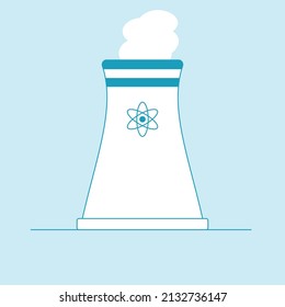 Nuclear power plant tower vector illustration. Atomic energy production flat simple design icon.