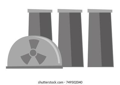 Kernkraftwerk, Vektorgrafik-Illustration einzeln auf weißem Hintergrund.