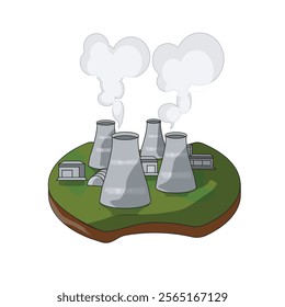 Nuclear power plant vector design with chemist fumes. Nice asset for education, training, research, presentation, development, and demonstration materials.