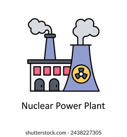 Ilustración de diseño de icono de contorno de vector de planta de energía nuclear. Símbolo de unidades de fabricación sobre fondo blanco EPS 10 Archivo