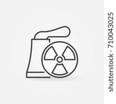 Nuclear power plant vector icon or design element in thin line style
