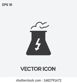 Ilustración de icono del vector de la central nuclear. Ui/Ux. Calidad superior.