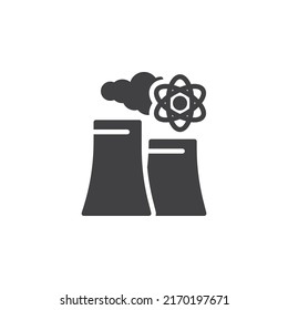 Nuclear power plant vector icon. filled flat sign for mobile concept and web design. Atomic energy smoke glyph icon. Symbol, logo illustration. Vector graphics