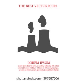 Nuclear power plant vector icon. Factory sign. Industry symbol. Simple isolated.