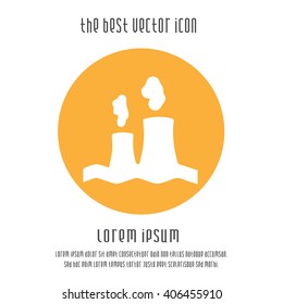 Nuclear power plant vector icon. Factory sign. Industry symbol. Simple isolated logo.