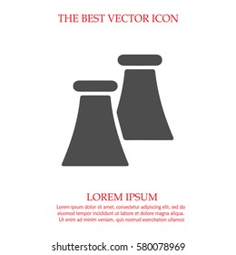 Nuclear power plant vector icon EPS 10. Simple isolated factory sign symbol logo.