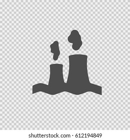 Nuclear power plant vector icon eps 10. Factory sign. Industry symbol on transparent background.