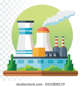 Nuclear power plant vector illustration on transparent background