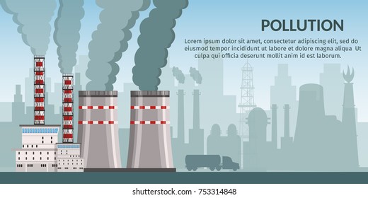 Nuclear power plant vector illustration for background infographics of atomic energy.