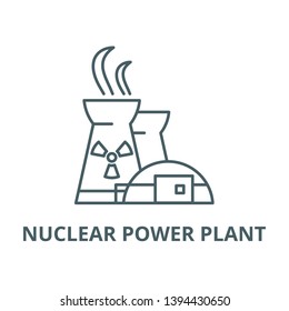 Nuclear power plant vector line icon, linear concept, outline sign, symbol
