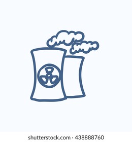 Nuclear power plant vector sketch icon isolated on background. Hand drawn Nuclear power plant icon. Nuclear power plant sketch icon for infographic, website or app.