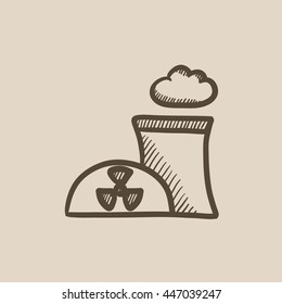 Nuclear power plant vector sketch icon isolated on background. Hand drawn Nuclear power plant icon. Nuclear power plant sketch icon for infographic, website or app.