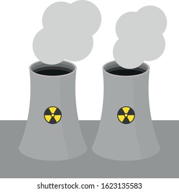 Nuclear power plant vector. Thermal power station in which the heat source is a nuclear reactor.