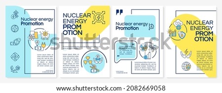 Nuclear power promo brochure template. Nuclear innovation. Flyer, booklet, leaflet print, cover design with linear icons. Vector layouts for presentation, annual reports, advertisement pages