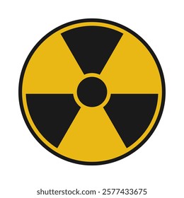 Nuclear power or radioactive material danger warning sign symbol in yellow and black vector