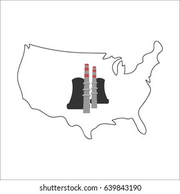 Nuclear power station with american map on the background