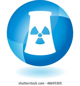 Botón web de la central nuclear aislado en un fondo.