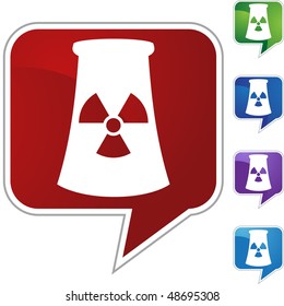 Botón web de la central nuclear aislado en un fondo.