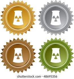 Botón web de la central nuclear aislado en un fondo.