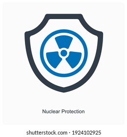 Concepto de icono de protección y seguridad nucleares