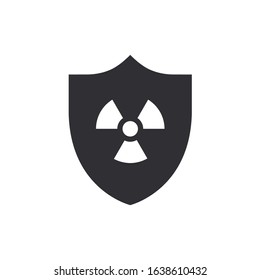 Nuclear protection. Nuclear shield. Nuclear storage. Vector shield icon. Security vector icon. Protection icon. Safety system. Protection activated. Active safety. Logo template. Guard symbol. 
