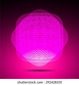 Nuclear, proton, neutron, nucleus. atom. molecular. logo. pink background.