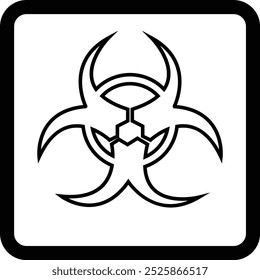 ícone químico biológico da radiação nuclear, sinal tóxico, símbolo de perigo biológico, elementos de desenho gráfico vetorial, rótulo de perigo. Ícone Aviso. Alerta de ameaça radioativa. Área de radiação sobre fundo transparente