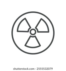 Nuclear Radiation Icon. Thin Line Illustration of Hazard Warning Symbol for Radioactive Materials. Environmental Danger and Contamination. Isolated Outline Vector Sign